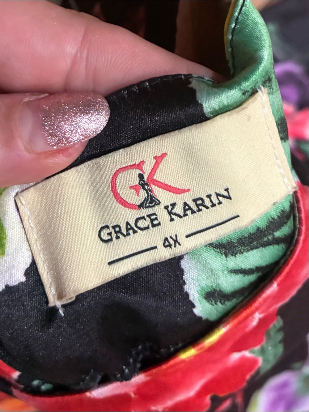 Grace Karin Black Floral Midi Dress with Vibrant Multicolor Blooms - Picture 3 of 3